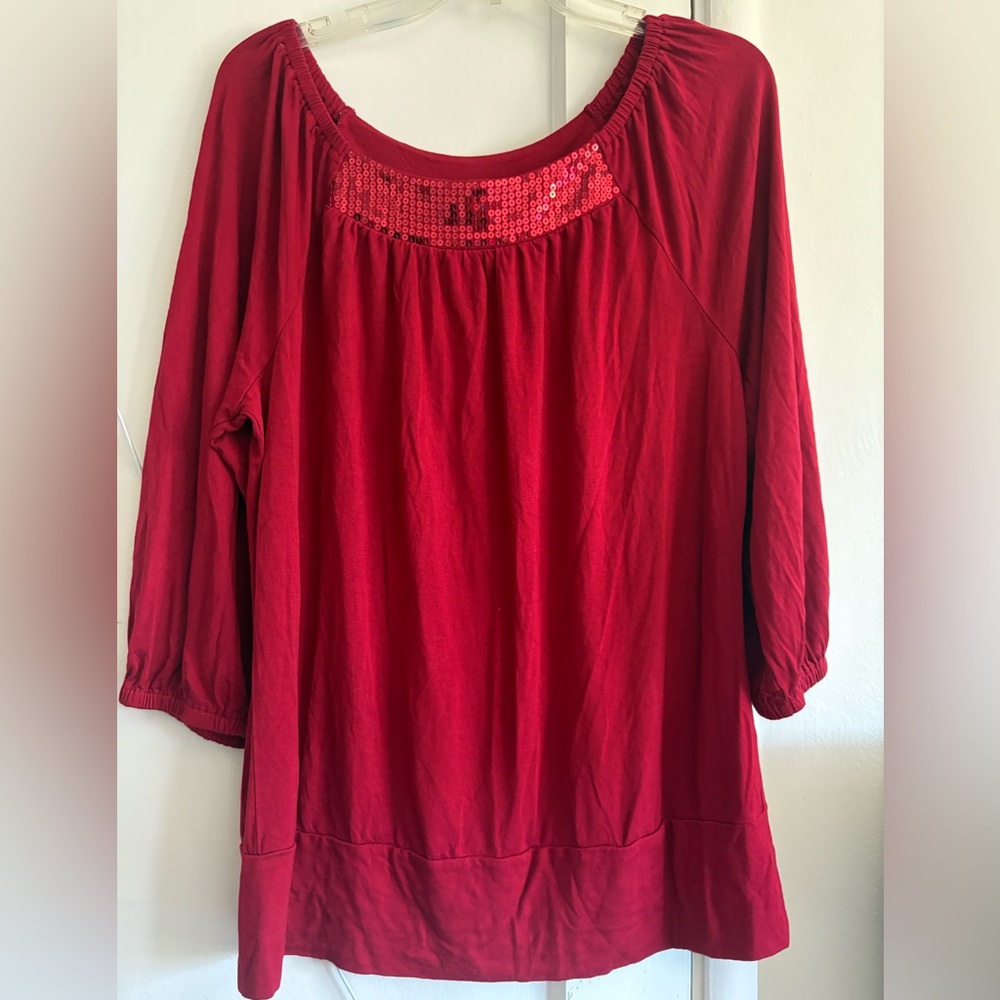 Lane Bryant Red Sequin Blouse